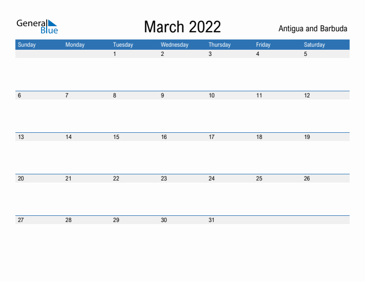 Fillable March 2022 Calendar