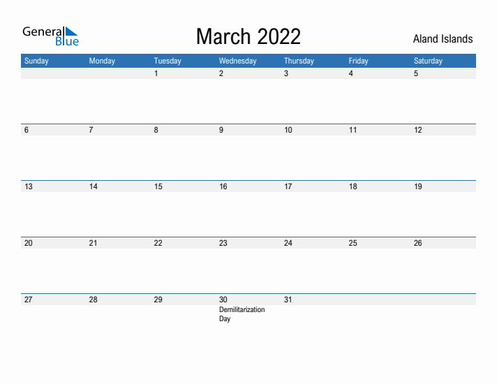 Fillable March 2022 Calendar