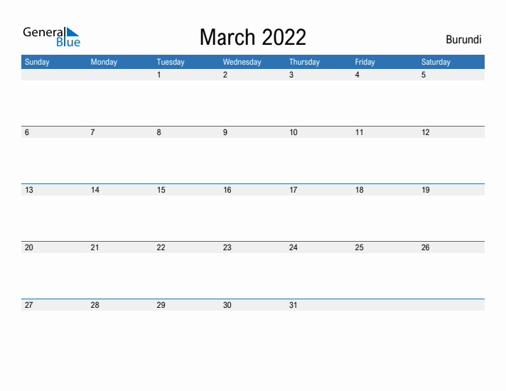 Fillable March 2022 Calendar