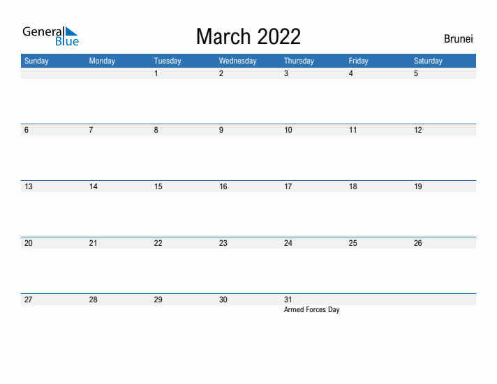 Fillable March 2022 Calendar