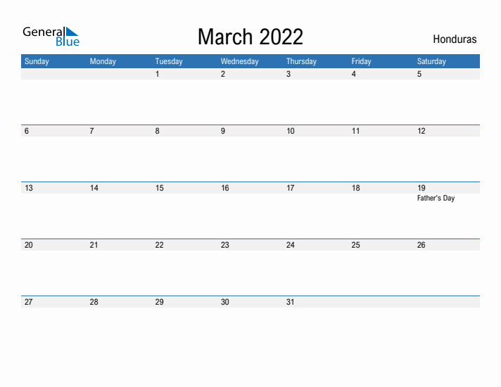 Fillable March 2022 Calendar