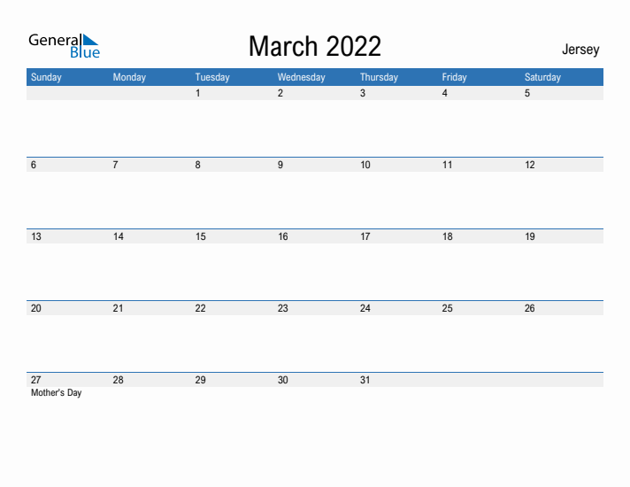 Fillable March 2022 Calendar