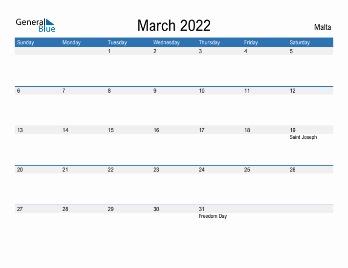 Fillable March 2022 Calendar