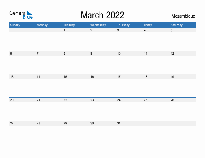 Fillable March 2022 Calendar