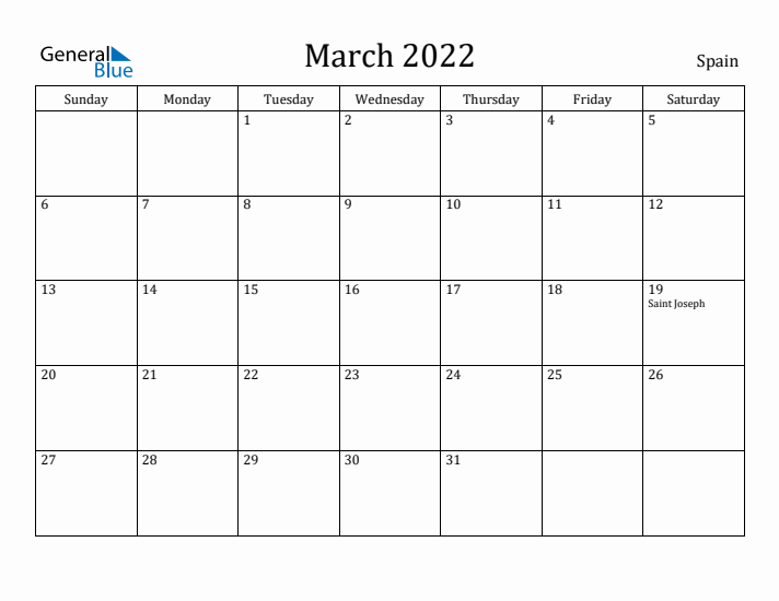 March 2022 Calendar Spain