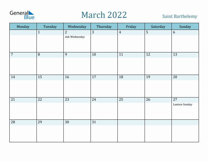 March 2022 Calendar with Holidays