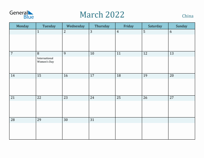 March 2022 Calendar with Holidays