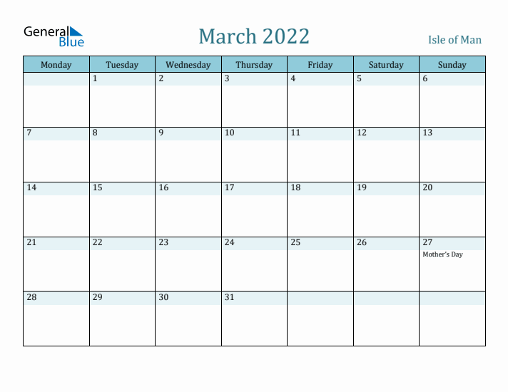 March 2022 Calendar with Holidays