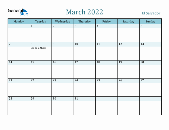 March 2022 Calendar with Holidays