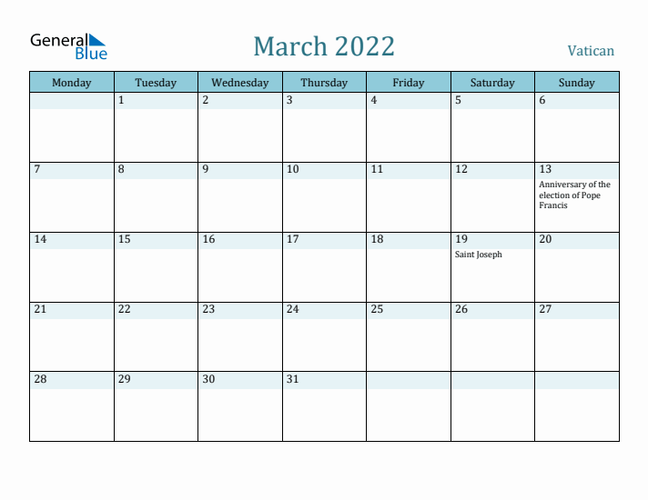 March 2022 Calendar with Holidays