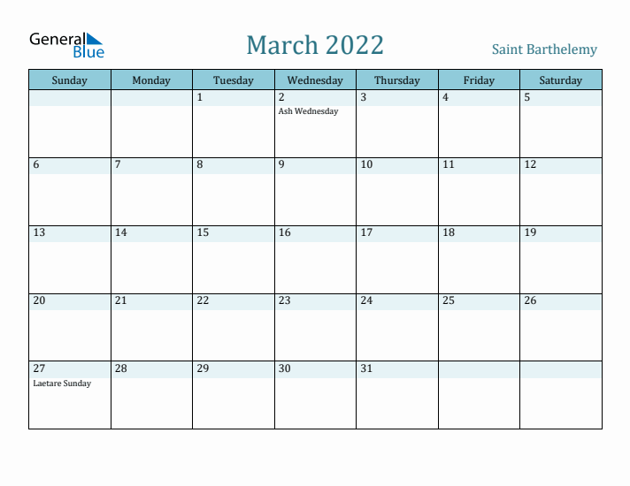 March 2022 Calendar with Holidays