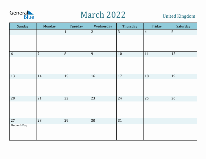 March 2022 Calendar with Holidays