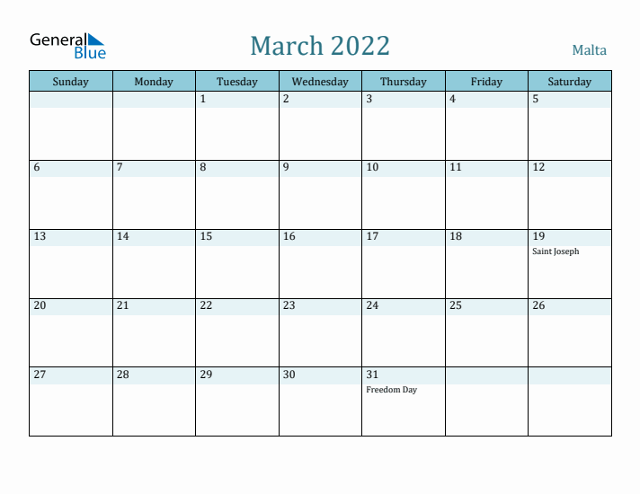 March 2022 Calendar with Holidays