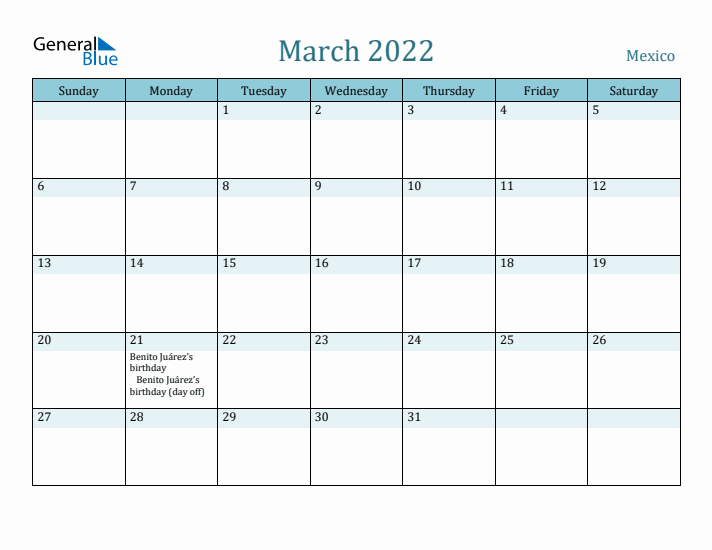 March 2022 Calendar with Holidays