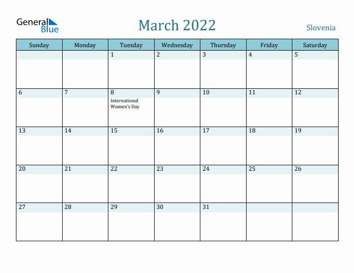 March 2022 Calendar with Holidays