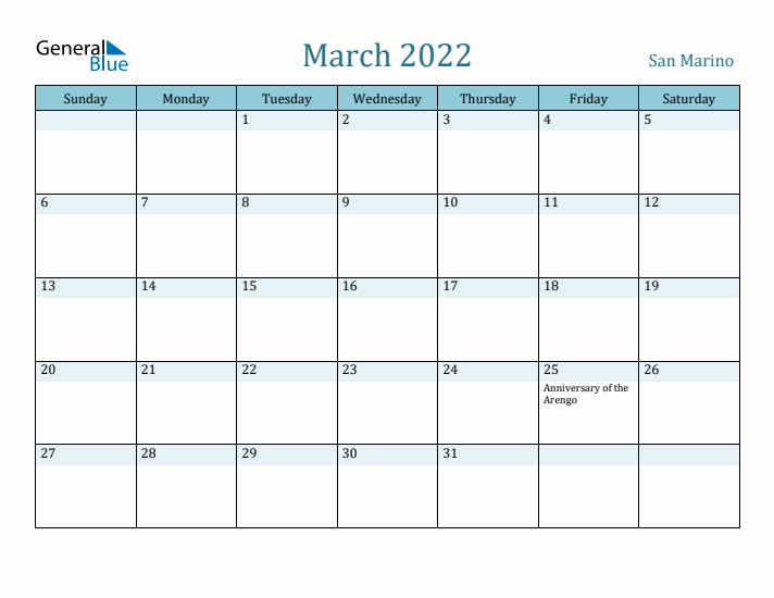 March 2022 Calendar with Holidays