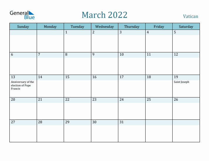 March 2022 Calendar with Holidays