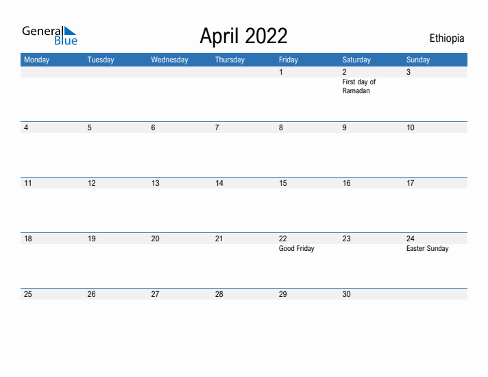 Fillable April 2022 Calendar