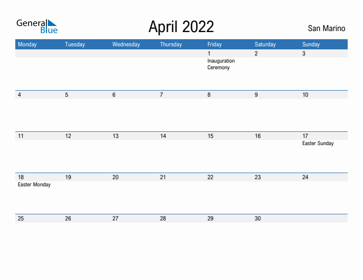 Fillable April 2022 Calendar