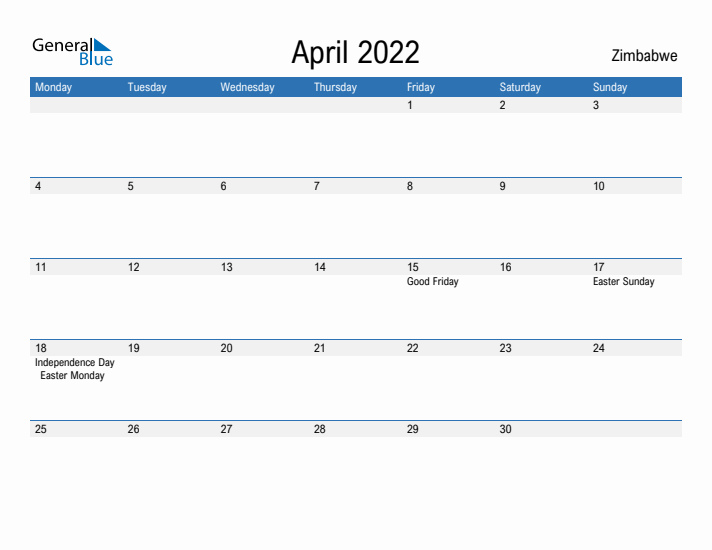 Fillable April 2022 Calendar