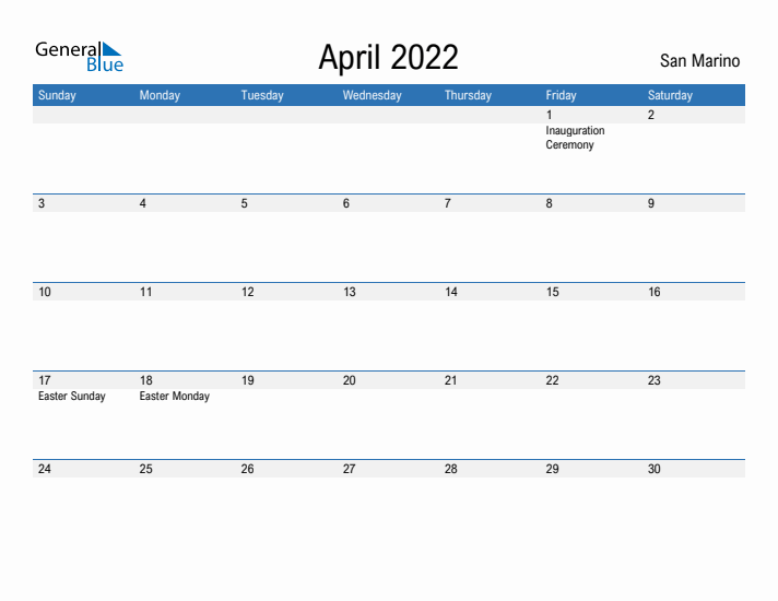 Fillable April 2022 Calendar