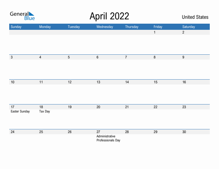 Fillable April 2022 Calendar