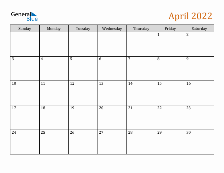 Editable April 2022 Calendar