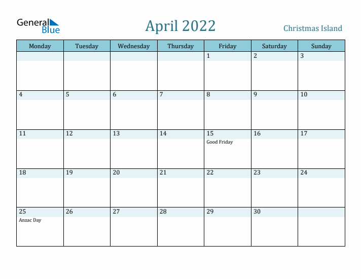 April 2022 Calendar with Holidays