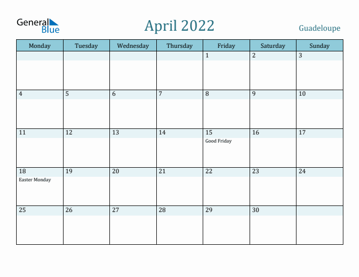 April 2022 Calendar with Holidays