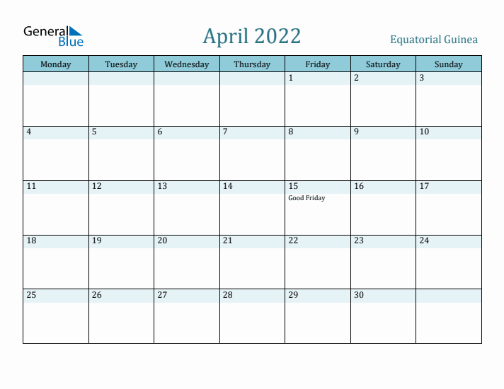 April 2022 Calendar with Holidays