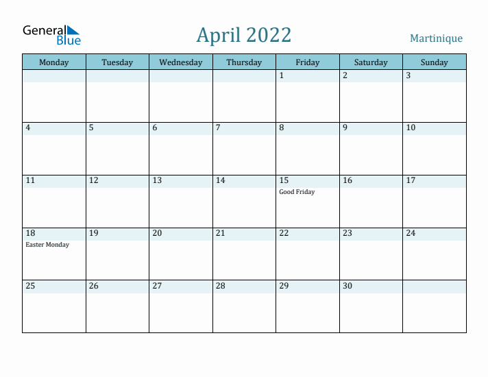 April 2022 Calendar with Holidays