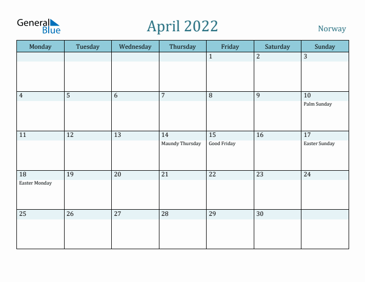 April 2022 Calendar with Holidays