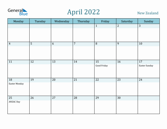 April 2022 Calendar with Holidays