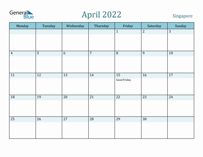 April 2022 Calendar with Holidays