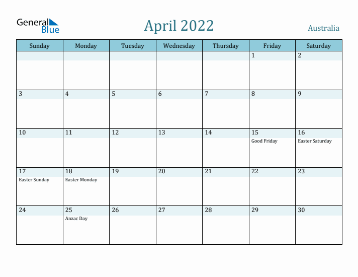 April 2022 Calendar with Holidays