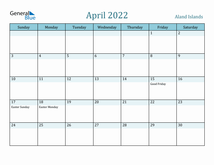 April 2022 Calendar with Holidays