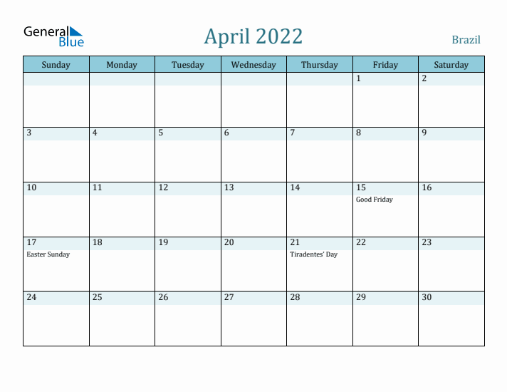 April 2022 Calendar with Holidays