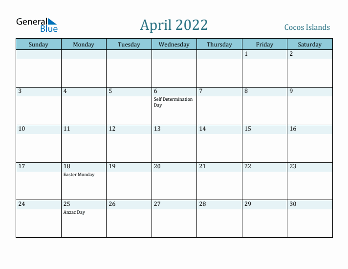 April 2022 Calendar with Holidays