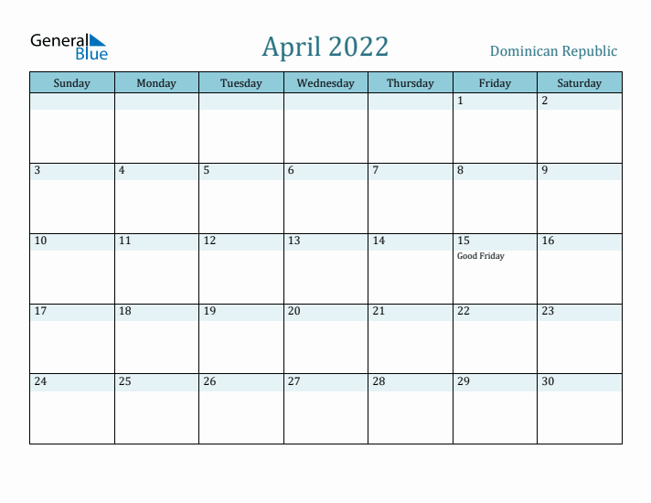 April 2022 Calendar with Holidays