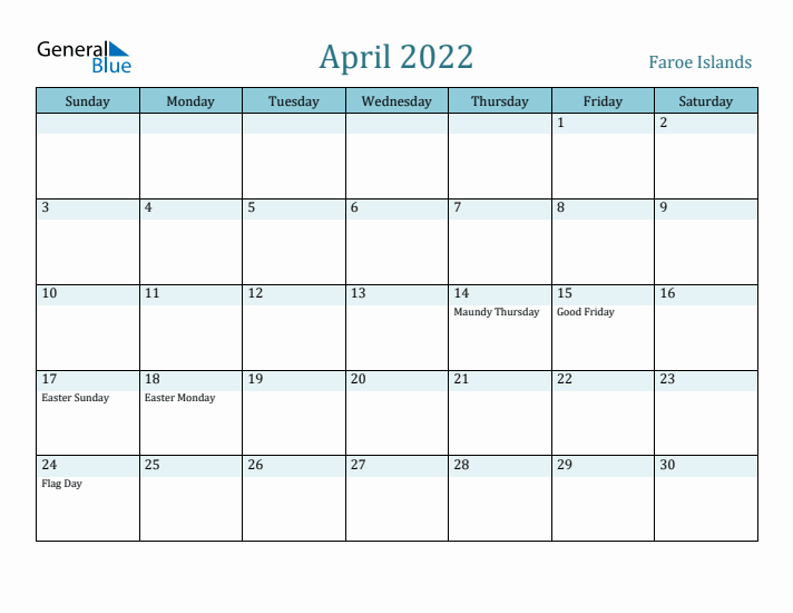 April 2022 Calendar with Holidays