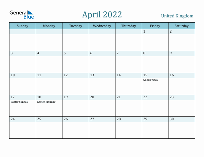 April 2022 Calendar with Holidays