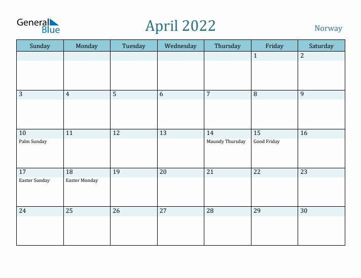 April 2022 Calendar with Holidays