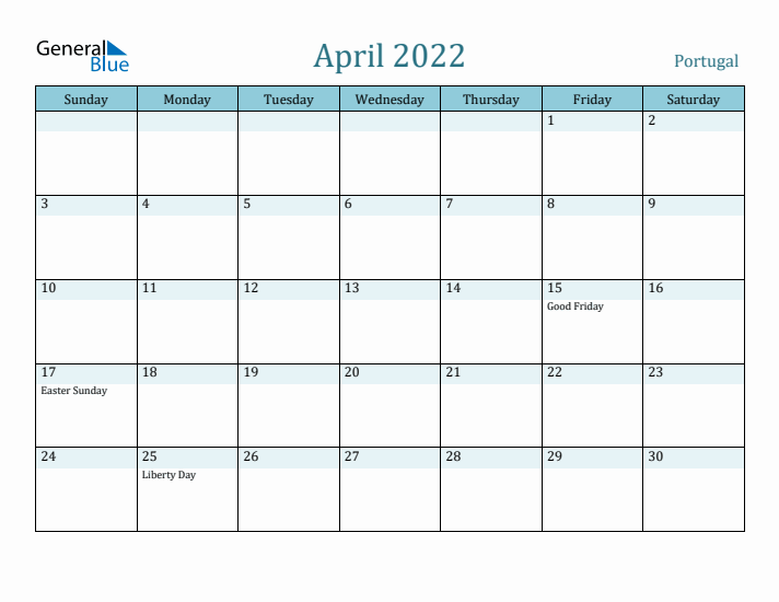 April 2022 Calendar with Holidays