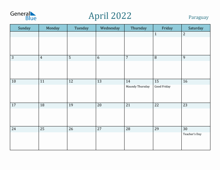 April 2022 Calendar with Holidays