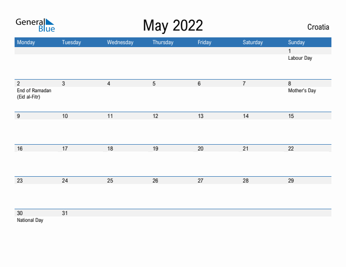 Fillable May 2022 Calendar