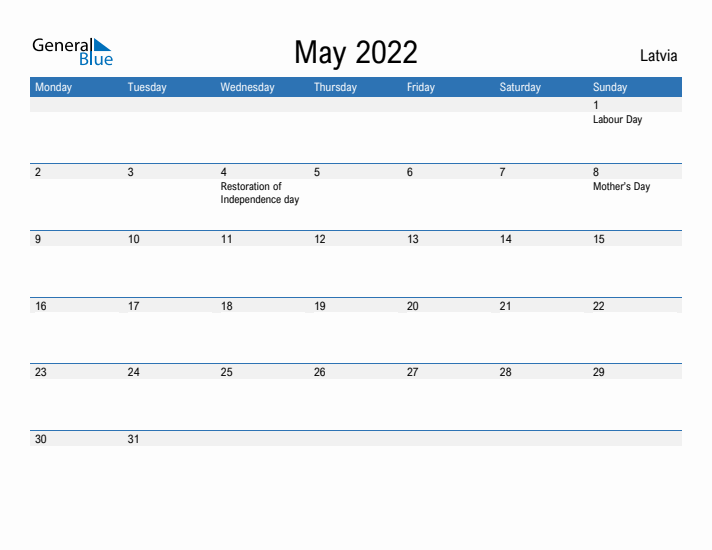 Fillable May 2022 Calendar