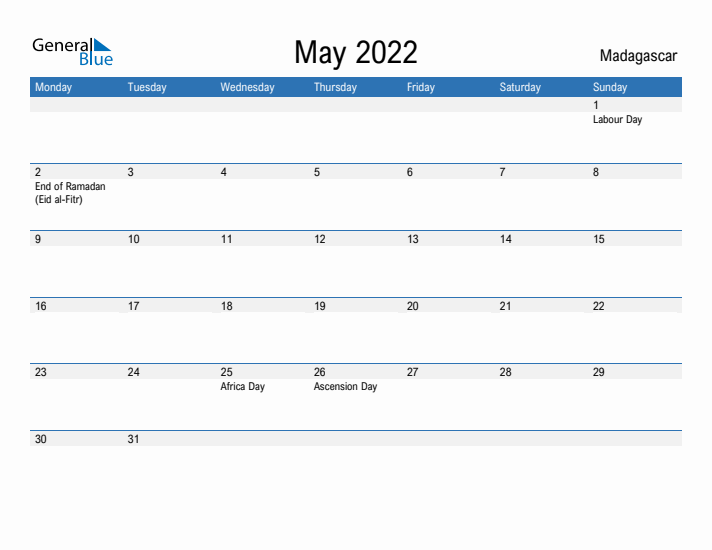 Fillable May 2022 Calendar