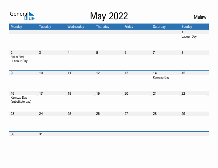 Fillable May 2022 Calendar