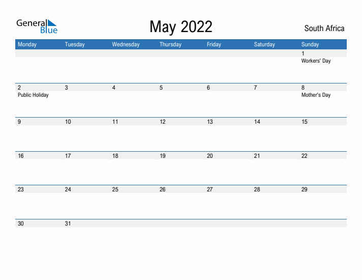 Fillable May 2022 Calendar