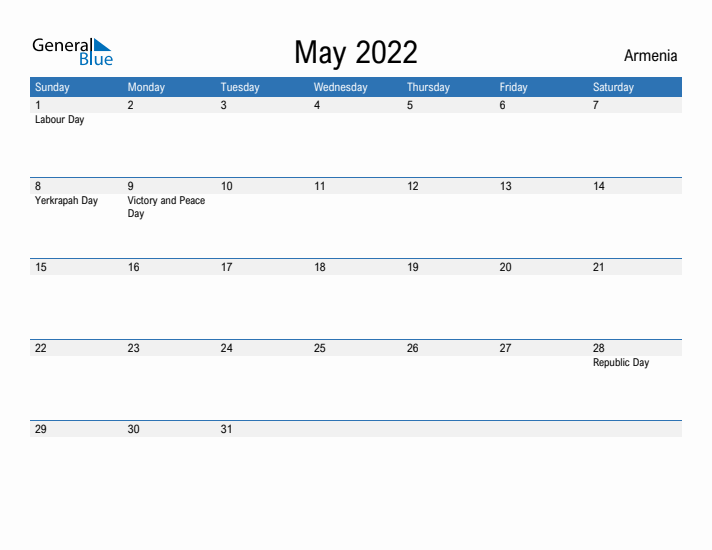 Fillable May 2022 Calendar